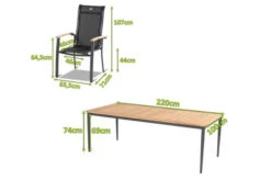 HARTMAN Silencio / Alice Sitzgruppe, Xerix/natur, Alu/Teak, 4x4 Textilen, 6 Dining Sessel, 220x100cm, FSC-Teak Armlehnen -Dopple Geschaft 23197 5.jpg