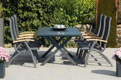 HARTMAN Xanadu / Da Vinci Sitzgruppe, Xerix/natur, Alu/Teak/Glaskeramik, 6 Multipo, 160/220x100cm, FSC-Teak Armlehnen