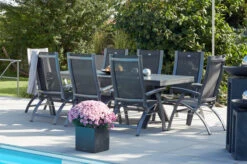 HARTMAN Sondermodell Xanadu / Primo Sitzgruppe, Xerix, Alu/Textilene/Glaskeramik, 8 Multipo, 220/280x100cm, X-Gestell