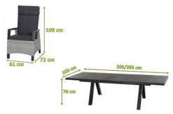 SIENA GARDEN Tirana/Corido Dining Set, Anthrazit, Alu/Keramik, 205-265 X 103 X 76 Cm, Inkl. 6 Diningsessel -Dopple Geschaft 23789 5.jpg