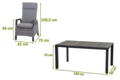 SIENA GARDEN Silva/Solea Dining Set, Anthrazit/grau/blau, Alu/Gardino®-Geflecht/Keramik, 160 X 90cm, Inkl. 4 Diningsessel, Stufenlos Verstellbar -Dopple Geschaft 23843 5.jpg