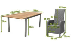 OUTFLEXX Malaga Sitzgruppe, Natur/anthrazit/flanelle, FSC-Teak/Edelstahl/Alu/Sunbrella, 150/200x90cm, 6 Sessel, Plattenstärke 20mm, Verstellbare Rückenlehne -Dopple Geschaft 28872 05.jpg