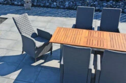 OUTFLEXX Malaga Sitzgruppe, Natur/anthrazit/flanelle, FSC-Teak/Edelstahl/Alu/Sunbrella, 150/200x90cm, 6 Sessel, Plattenstärke 20mm, Verstellbare Rückenlehne -Dopple Geschaft 28872 12.JPG