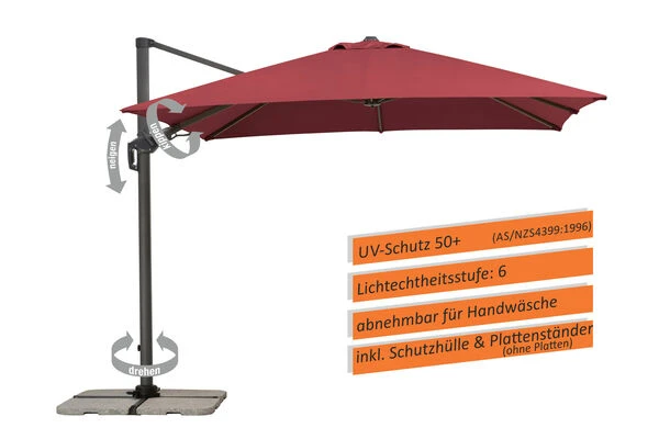 Schneider® SCHNEIDER Rhodos Twist Ampelschirm, Bordeaux, Quadratisch, 300 X 300 Cm 14 Schneider® SCHNEIDER Rhodos Twist Ampelschirm, Bordeaux, Quadratisch, 300 X 300 Cm – Bild 12