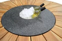 OUTFLEXX Esstisch, Edelstahl/FSC-Teakholz, Ø 170cm, Inkl. Drehbarer Granitplatte Und Eiskühler -Dopple Geschaft 2 16027.jpg