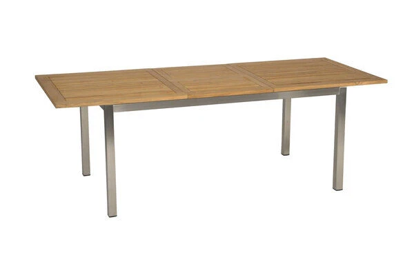 STERN Ausziehtisch, Silber/natur, Edelstahl/FSC-Teakholz, 162/220x90 Cm, Butterfly-Auszug 3 STERN Ausziehtisch, Silber/natur, Edelstahl/FSC-Teakholz, 162/220x90 Cm, Butterfly-Auszug