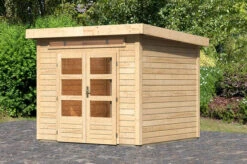 KARIBU Gartenhaus Kandern 3, Fichtenholz 28 Mm, Flachdach -Dopple Geschaft 2 18009 1.jpg