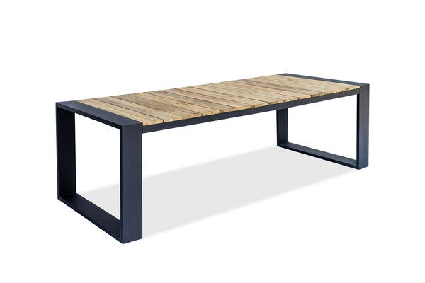 OUTFLEXX Kona Esstisch, Dark Grey/natur, Alu/recycled FSC®-Teak, 240x100x76cm, Rustikal Gebürstet, U-Gestell 4 OUTFLEXX Kona Esstisch, Dark Grey/natur, Alu/recycled FSC®-Teak, 240x100x76cm, Rustikal Gebürstet, U-Gestell – Bild 2