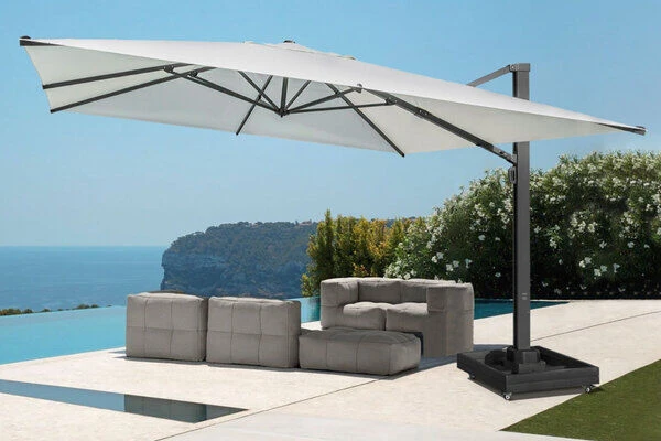 OUTFLEXX Ultimate XL Ampelschirm, Anthrazit/creme, Alu/Spuncrylic®, 450x450cm, Inkl. Befüllbarem Schirmständer 4 OUTFLEXX Ultimate XL Ampelschirm, Anthrazit/creme, Alu/Spuncrylic®, 450x450cm, Inkl. Befüllbarem Schirmständer – Bild 2