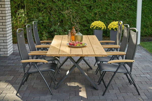 HARTMAN Xanadu Esstisch, Xerix, Alu / Teakholz, 220 X 100 Cm, X-Gestell 4 HARTMAN Xanadu Esstisch, Xerix, Alu / Teakholz, 220 X 100 Cm, X-Gestell – Bild 2