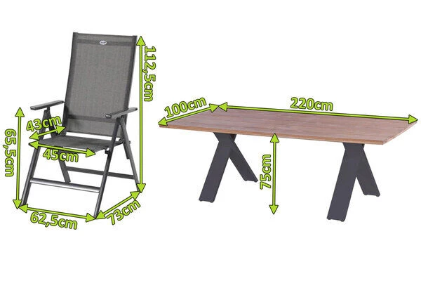 HARTMAN Xanadu / Aruba Esstischgarnitur, Xerix/anthrazit, Alu/Teakholz, 8 Multipos, 220x100cm 4 HARTMAN Xanadu / Aruba Esstischgarnitur, Xerix/anthrazit, Alu/Teakholz, 8 Multipos, 220x100cm – Bild 2