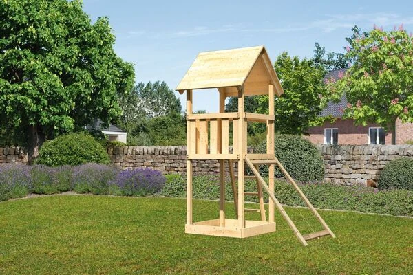 KARIBU Lotti Spielturm, Naturbelassen, Nordische Fichte, 107x107x291cm, Mit Netzrampe 3 KARIBU Lotti Spielturm, Naturbelassen, Nordische Fichte, 107x107x291cm, Mit Netzrampe