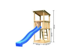 KARIBU Anna Spielturm, Naturbelassen, Nordische Fichte, 107x107x270cm, Mit Rutsche Blau -Dopple Geschaft 30405 1 05.jpg