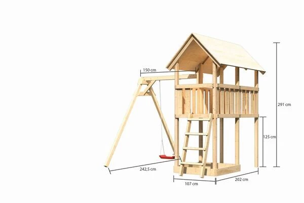 KARIBU Danny Turm, Naturbelassen, Fichte, 347x264x291cm, Mit Doppelschaukel 7 KARIBU Danny Turm, Naturbelassen, Fichte, 347x264x291cm, Mit Doppelschaukel – Bild 5