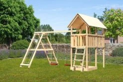 KARIBU Danny Turm, Naturbelassen, Fichte, 415x264x291cm, Mit Gerüst Und Doppelschaukel