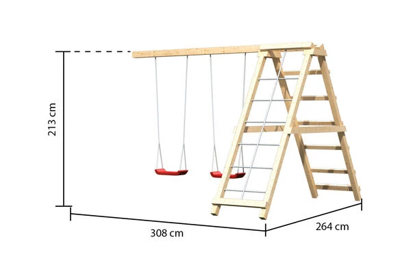 KARIBU Danny Turm, Naturbelassen, Fichte, 415x264x291cm, Mit Gerüst Und Doppelschaukel 6 KARIBU Danny Turm, Naturbelassen, Fichte, 415x264x291cm, Mit Gerüst Und Doppelschaukel – Bild 4