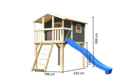 KARIBU Benjamin Stelzenhaus, Terragrau, Nordische Fichte, 198x244x309cm, Mit Rutsche Blau Und Netzrampe -Dopple Geschaft 30416 5 05.jpg