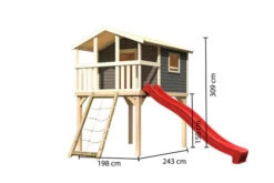 KARIBU Benjamin Stelzenhaus, Terragrau, Nordische Fichte, 198x244x309cm, Mit Rutsche Rot Und Netzrampe 13 KARIBU Benjamin Stelzenhaus, Terragrau, Nordische Fichte, 198x244x309cm, Mit Rutsche Rot Und Netzrampe -Dopple Geschaft 30416 6 05.jpg