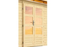 KARIBU Gartenhaus Kastorf 6, Naturbelassen, Fichtenholz 28mm, 612 X 274 X 222 Cm, Flachdach, Anbau 3,2m -Dopple Geschaft 30467 1 02.jpg