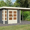 KARIBU Gartenhaus Kastorf 6, Terragrau, Fichtenholz 28mm, 612 X 274 X 222 Cm, Flachdach, Anbau 3,2m 2 KARIBU Gartenhaus Kastorf 6, Terragrau, Fichtenholz 28mm, 612 X 274 X 222 Cm, Flachdach, Anbau 3,2m -Dopple Geschaft 30467 2 01.jpg
