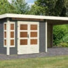 KARIBU Gartenhaus Kastorf6 , Terragrau, Fichtenholz 28mm, 612 X 274 X 222 Cm, Flachdach, Anbau 3,2m Mit Rückwand -Dopple Geschaft 30468 2 01.jpg