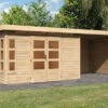 KARIBU Gartenhaus Kastorf7 , Naturbelassen, Fichtenholz 28mm, 702 X 244 X 222 Cm, Flachdach, Anbau 3,2m Mit Rück- Und Seitenwand 2 KARIBU Gartenhaus Kastorf7 , Naturbelassen, Fichtenholz 28mm, 702 X 244 X 222 Cm, Flachdach, Anbau 3,2m Mit Rück- Und Seitenwand -Dopple Geschaft 30469 3 01.jpg