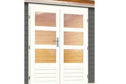 KARIBU Gartenhaus Kastorf 7, Terragrau, Fichtenholz 28mm, 702 X 244 X 222 Cm, Flachdach, Anbau 3,2m Mit Rück- Und Seitenwand -Dopple Geschaft 30469 4 02.jpg