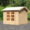 KARIBU Gartenhaus Theres 3, Naturbelassen, Fichtenholz 28mm, 270 X 244 X 242 Cm, Satteldach, Massivholzdach 2 KARIBU Gartenhaus Theres 3, Naturbelassen, Fichtenholz 28mm, 270 X 244 X 242 Cm, Satteldach, Massivholzdach -Dopple Geschaft 30470 1 01.jpg