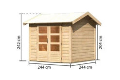 KARIBU Gartenhaus Theres 3, Naturbelassen, Fichtenholz 28mm, 270 X 244 X 242 Cm, Satteldach, Massivholzdach -Dopple Geschaft 30470 1 05.jpg