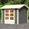 KARIBU Gartenhaus Theres 3, Terragrau, Fichtenholz 28mm, 270 X 244 X 242 Cm, Satteldach, Massivholzdach -Dopple Geschaft 30470 2 01.jpg