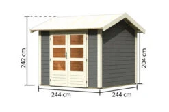 KARIBU Gartenhaus Theres 3, Terragrau, Fichtenholz 28mm, 270 X 244 X 242 Cm, Satteldach, Massivholzdach -Dopple Geschaft 30470 2 05.jpg