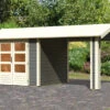 KARIBU Gartenhaus Theres 3, Terragrau, Fichtenholz 28mm, 528 X 240 X 242 Cm, Satteldach, Inkl. Dachausbauelement -Dopple Geschaft 30471 2 01.jpg