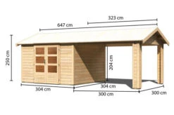 KARIBU Gartenhaus Theres 7, Naturbelassen, Fichtenholz 28mm, 648 X 304 X 250 Cm, Satteldach, Inkl. Dachausbauelement -Dopple Geschaft 30471 3 05.jpg