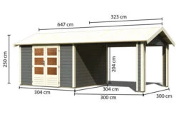KARIBU Gartenhaus Theres 7, Terragrau, Fichtenholz 28mm, 648 X 304 X 250 Cm, Satteldach, Inkl. Dachausbauelement -Dopple Geschaft 30471 4 05.jpg