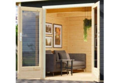 KARIBU Gartenhaus Radeburg 1, Terragrau, Fichtenholz 40mm, 346 X 309 X 229,5 Cm, Pultdach, Massivholzdach -Dopple Geschaft 30473 2 03.jpg