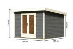 KARIBU Gartenhaus Radeburg 1, Terragrau, Fichtenholz 40mm, 346 X 309 X 229,5 Cm, Pultdach, Massivholzdach -Dopple Geschaft 30473 2 05.jpg