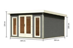 KARIBU Gartenhaus Radeburg 3, Terragrau, Fichtenholz 40mm, 406 X 369 X 229,5 Cm, Pultdach, Inkl. 2 Drehkippfenster 16 KARIBU Gartenhaus Radeburg 3, Terragrau, Fichtenholz 40mm, 406 X 369 X 229,5 Cm, Pultdach, Inkl. 2 Drehkippfenster -Dopple Geschaft 30476 4 05.jpg