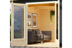 KARIBU Gartenhaus Radeburg 2, Terragrau, Fichtenholz 40mm, 724 X 309 X 229,5 Cm, Pultdach, Anbau 3,3m Mit Rückwand -Dopple Geschaft 30478 2 03.jpg