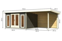 KARIBU Gartenhaus Radeburg 2, Terragrau, Fichtenholz 40mm, 724 X 309 X 229,5 Cm, Pultdach, Anbau 3,3m Mit Rückwand -Dopple Geschaft 30478 2 05.jpg