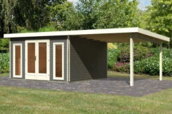 KARIBU Gartenhaus Radeburg 3, Terragrau, Fichtenholz 40mm, 724 X 369 X 229,5 Cm, Pultdach, Anbau 3,3m 14 KARIBU Gartenhaus Radeburg 3, Terragrau, Fichtenholz 40mm, 724 X 369 X 229,5 Cm, Pultdach, Anbau 3,3m -Dopple Geschaft 30479 2 02.jpg