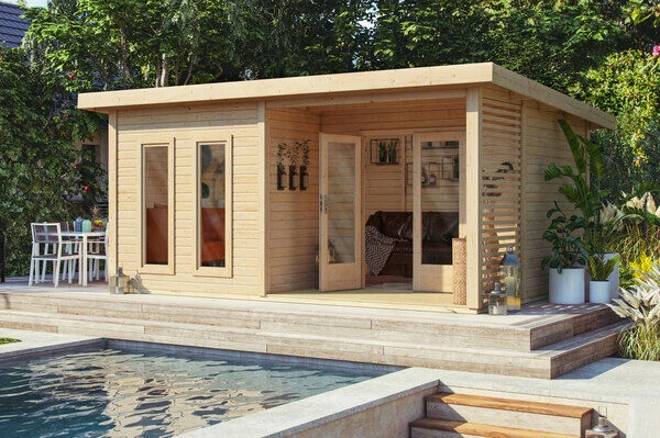 KARIBU Terrassenhaus Radeburg 5, Naturbelassen, Fichtenholz 38mm, 560 X 368 X 254 Cm, Flachdach 3 KARIBU Terrassenhaus Radeburg 5, Naturbelassen, Fichtenholz 38mm, 560 X 368 X 254 Cm, Flachdach