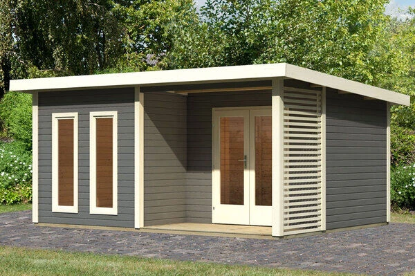 KARIBU Terrassenhaus Radeburg 5, Terragrau, Fichtenholz 38mm, 560 X 368 X 254 Cm, Flachdach 4 KARIBU Terrassenhaus Radeburg 5, Terragrau, Fichtenholz 38mm, 560 X 368 X 254 Cm, Flachdach – Bild 2