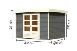 KARIBU Gartenhaus Askola 5, Terragrau, Fichtenholz 19mm, 330 X 246 X 211 Cm, Flachdach, Doppelflügeltür -Dopple Geschaft 30535 2 05.jpg