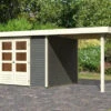 KARIBU Gartenhaus Askola 5, Terragrau, Fichtenholz 19mm, 554 X 246 X 211 Cm, Flachdach, Anbau 2,4m -Dopple Geschaft 30536 2 01.jpg