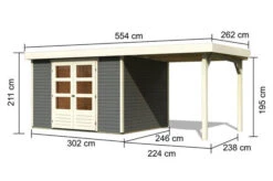 KARIBU Gartenhaus Askola 5, Terragrau, Fichtenholz 19mm, 554 X 246 X 211 Cm, Flachdach, Anbau 2,4m -Dopple Geschaft 30536 2 05.jpg