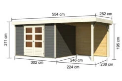 KARIBU Gartenhaus Askola 5, Terragrau, Fichtenholz 19mm, 554 X 246 X 211 Cm, Flachdach, Anbau 2,4m Mit Rückwand -Dopple Geschaft 30537 10 05.jpg