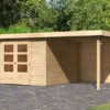 KARIBU Gartenhaus Askola 6, Naturbelassen, Fichtenholz 19mm, 334 X 306 X 216 Cm, Flachdach, Anbau 2,4m Mit Rückwand -Dopple Geschaft 30537 11 01.jpg