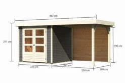 KARIBU Gartenhaus Askola 2, Terragrau, Fichtenholz 19mm, 467 X 217 X 211 Cm, Flachdach, Anbau 2,4m Mit Rückwand -Dopple Geschaft 30537 2 05.jpg