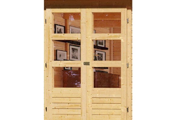 KARIBU Gartenhaus Askola 3, Naturbelassen, Fichtenholz 19mm, 491 X 217 X 211 Cm, Flachdach, Anbau 2,4m Mit Rückwand 5 KARIBU Gartenhaus Askola 3, Naturbelassen, Fichtenholz 19mm, 491 X 217 X 211 Cm, Flachdach, Anbau 2,4m Mit Rückwand – Bild 3