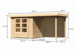 KARIBU Gartenhaus Askola 3, Naturbelassen, Fichtenholz 19mm, 491 X 217 X 211 Cm, Flachdach, Anbau 2,4m Mit Rückwand 17 KARIBU Gartenhaus Askola 3, Naturbelassen, Fichtenholz 19mm, 491 X 217 X 211 Cm, Flachdach, Anbau 2,4m Mit Rückwand -Dopple Geschaft 30537 3 05.jpg